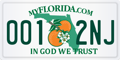 FL license plate 0012NJ