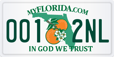 FL license plate 0012NL