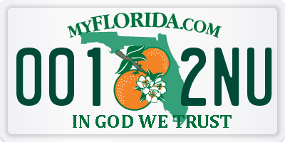 FL license plate 0012NU