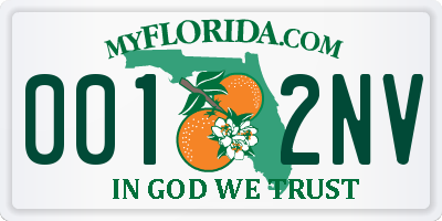 FL license plate 0012NV