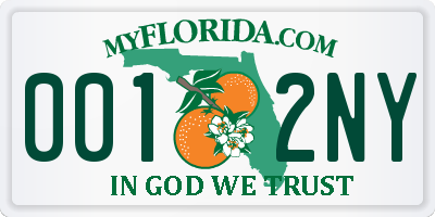 FL license plate 0012NY
