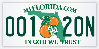 FL license plate 0012ON