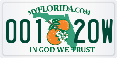 FL license plate 0012OW