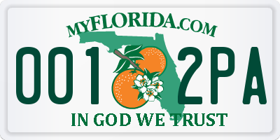 FL license plate 0012PA