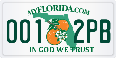 FL license plate 0012PB