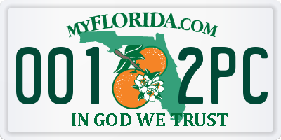 FL license plate 0012PC