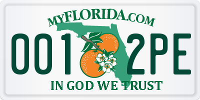 FL license plate 0012PE