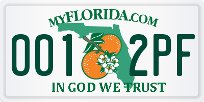 FL license plate 0012PF