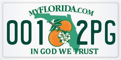 FL license plate 0012PG