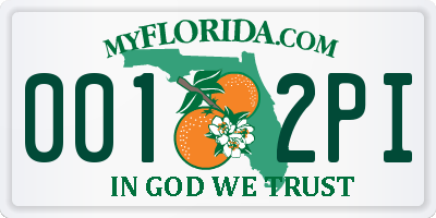 FL license plate 0012PI