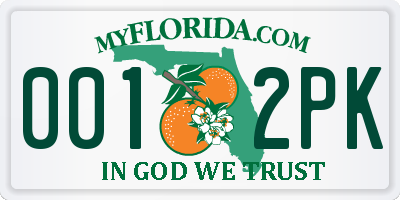 FL license plate 0012PK