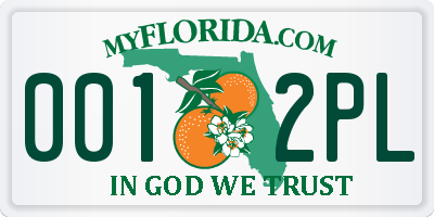 FL license plate 0012PL