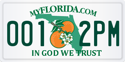 FL license plate 0012PM