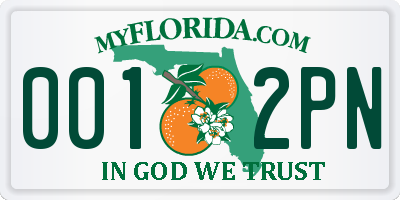 FL license plate 0012PN