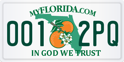 FL license plate 0012PQ