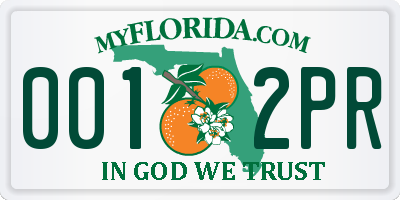 FL license plate 0012PR