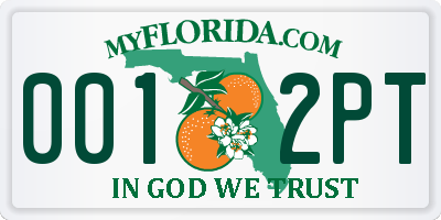 FL license plate 0012PT