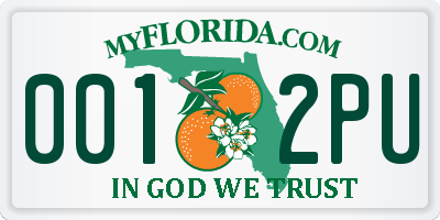 FL license plate 0012PU