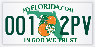 FL license plate 0012PV