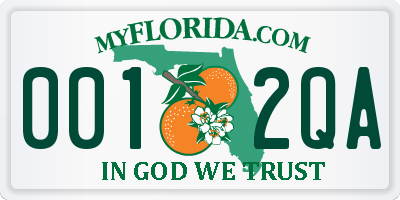 FL license plate 0012QA