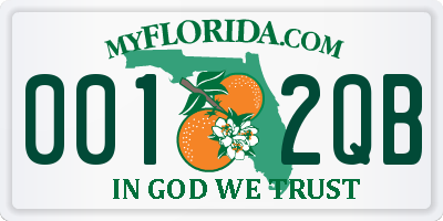 FL license plate 0012QB