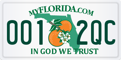 FL license plate 0012QC