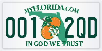 FL license plate 0012QD