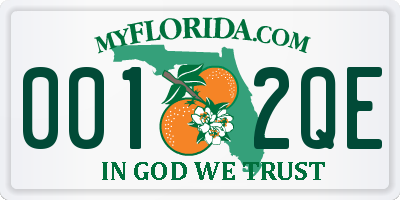 FL license plate 0012QE