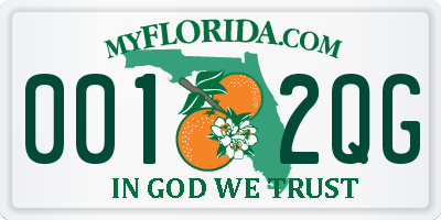 FL license plate 0012QG