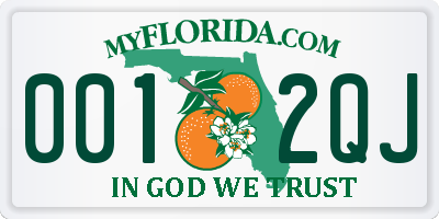 FL license plate 0012QJ