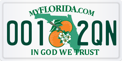 FL license plate 0012QN