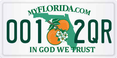 FL license plate 0012QR