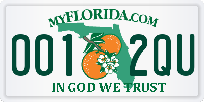 FL license plate 0012QU