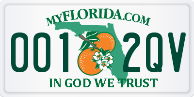 FL license plate 0012QV