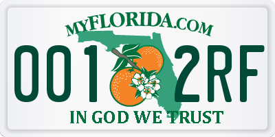 FL license plate 0012RF