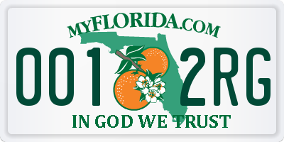 FL license plate 0012RG