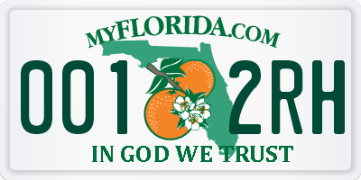 FL license plate 0012RH