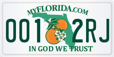 FL license plate 0012RJ