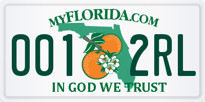 FL license plate 0012RL