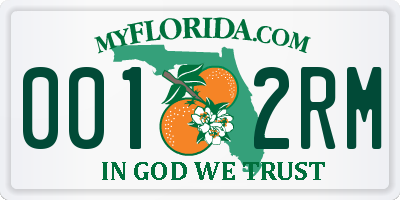 FL license plate 0012RM