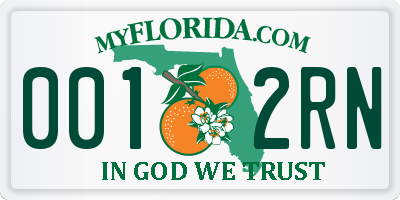 FL license plate 0012RN