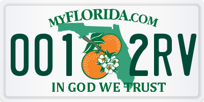 FL license plate 0012RV