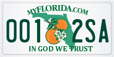 FL license plate 0012SA