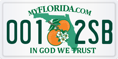 FL license plate 0012SB