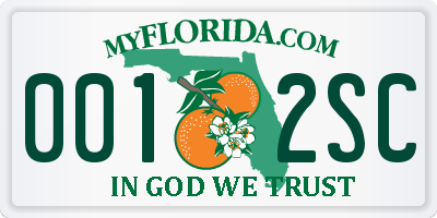 FL license plate 0012SC