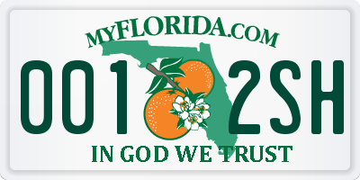 FL license plate 0012SH