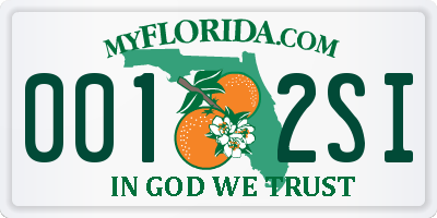 FL license plate 0012SI