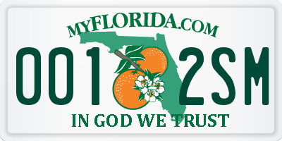 FL license plate 0012SM