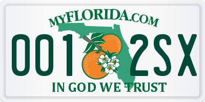 FL license plate 0012SX