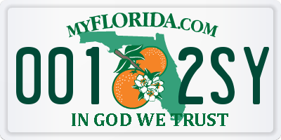 FL license plate 0012SY
